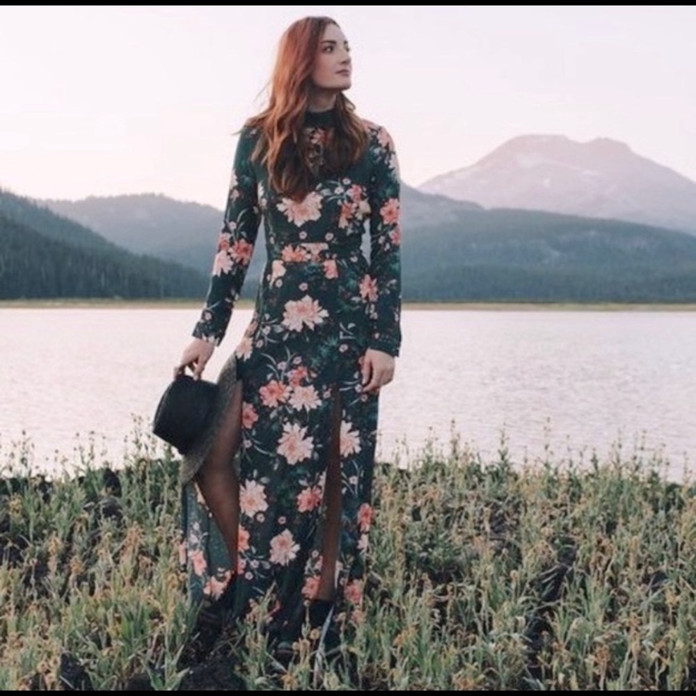 FLYNN SKYE Cedar Maxi Dress- Abstract Emerald